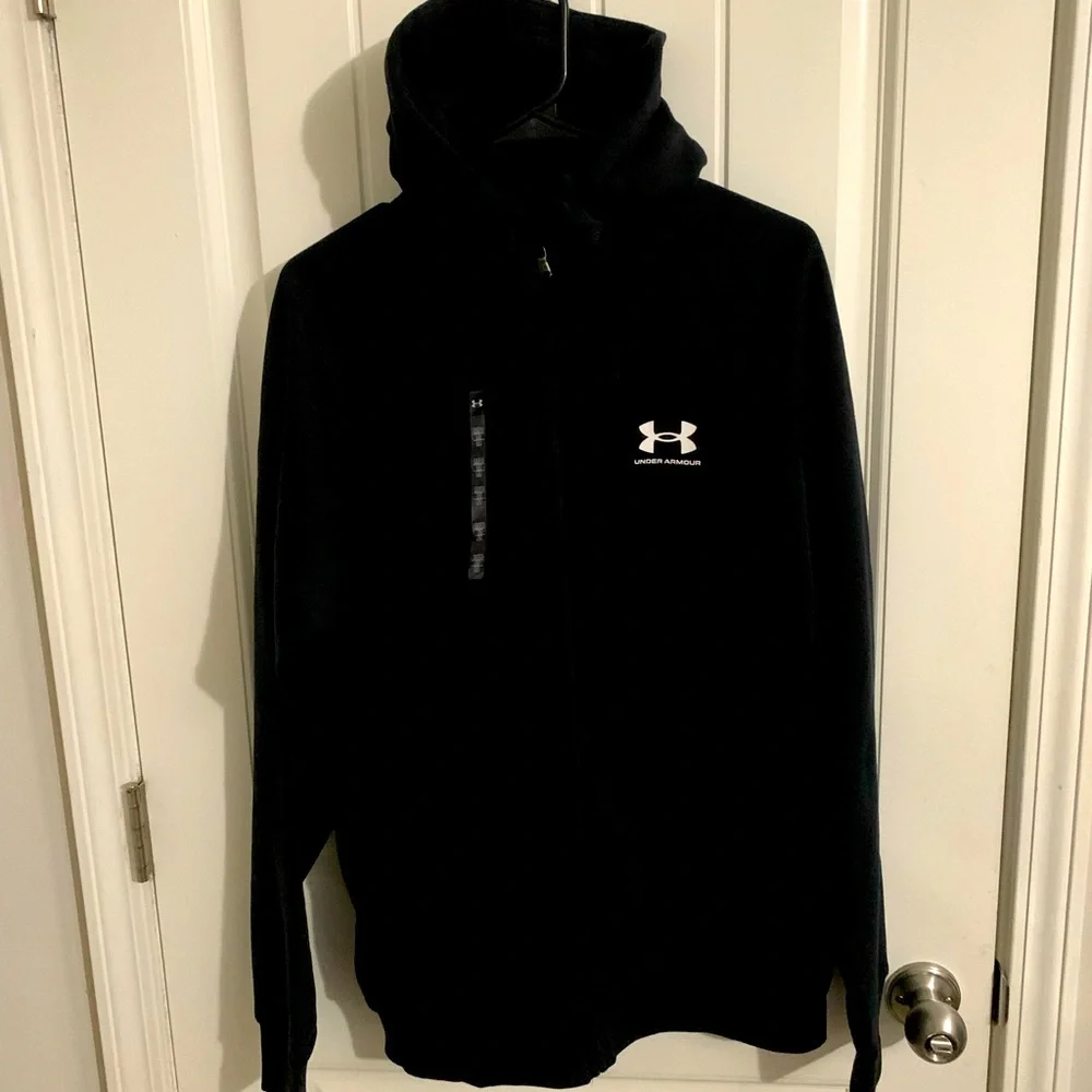 Under Armour black rival fleece zip up hooded jacket - Picture 1 of 4